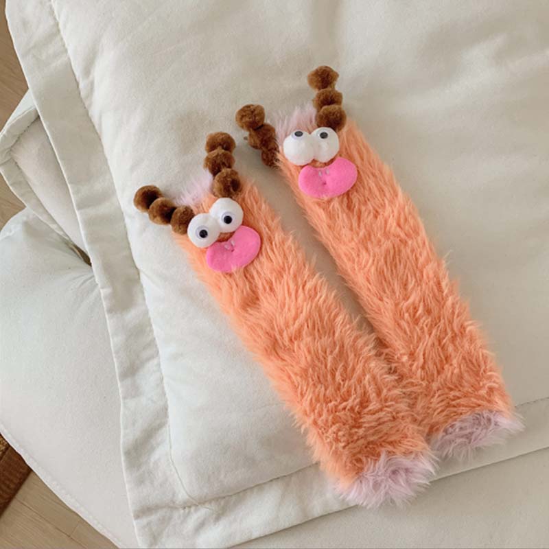 Warm Cozy Fluffy Cartoon Monster Socks