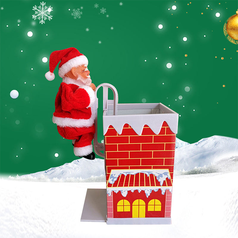 🎅Electric Chimney Climbing Santa Claus Musical Toys🎄