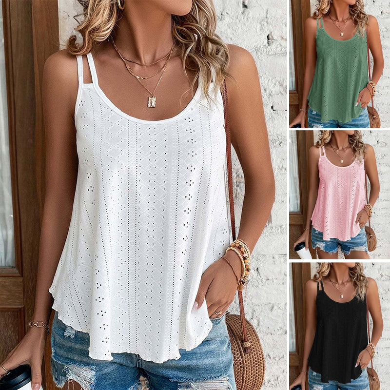Solid Eyelet Embroidery Cami Top