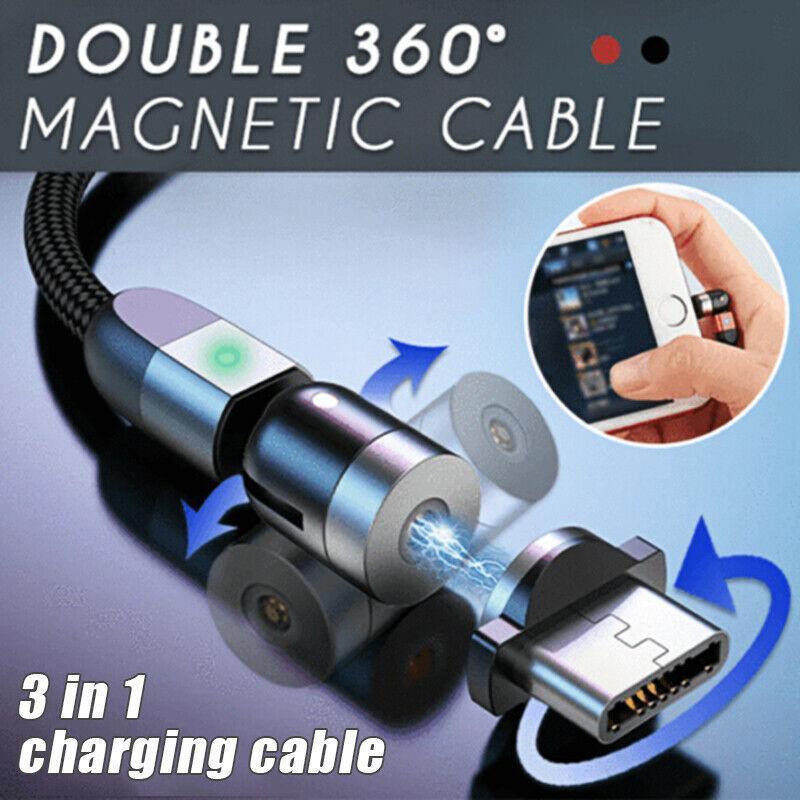 3-IN-1 DESIGN 360° Magnetic Cable With 3 Adaptors