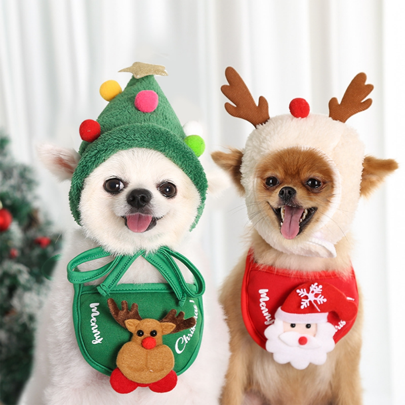 Idearock™Pet Christmas Costumes, Christmas Hat & Saliva Towel