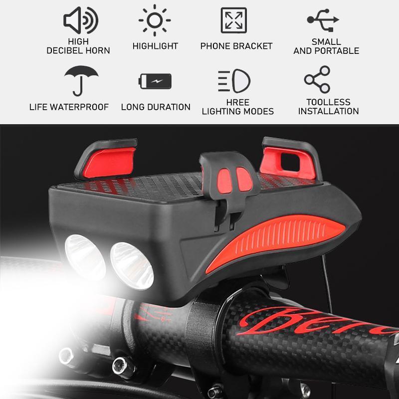 Mobile Phone Bracket with Bicycle Lights Power Bank