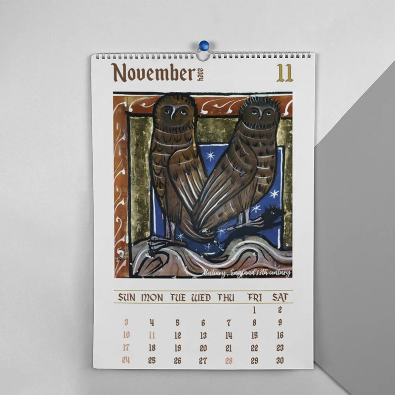 Weird Medieval Owl Calendar 2024
