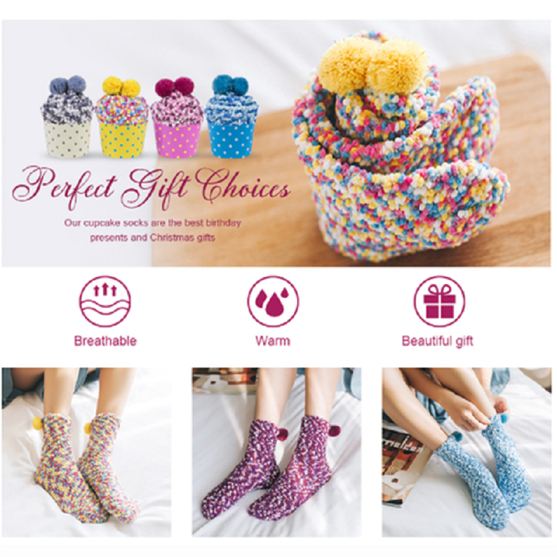 Idearock™ Pom Pom Cupcake Socks