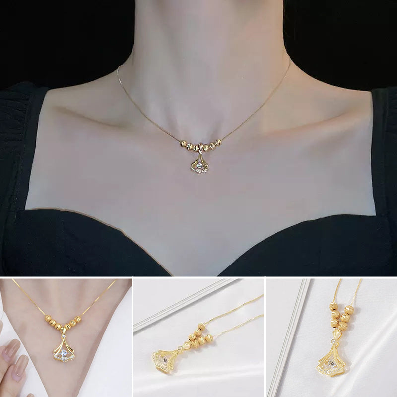 Diamond Golden Scalloped Fashion Clavicle Necklace